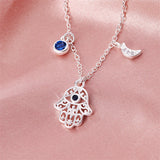 925 Silver Moon Hand Pendant Necklace for Women