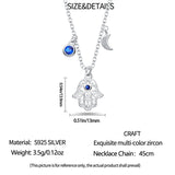 925 Silver Moon Hand Pendant Necklace for Women