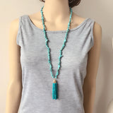Stone Tassel Pendant Long Necklace