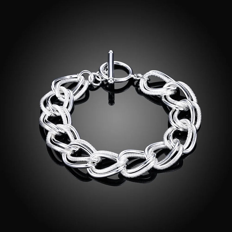925 Sterling Silver Double Twist Chain Bracelets for Men Women