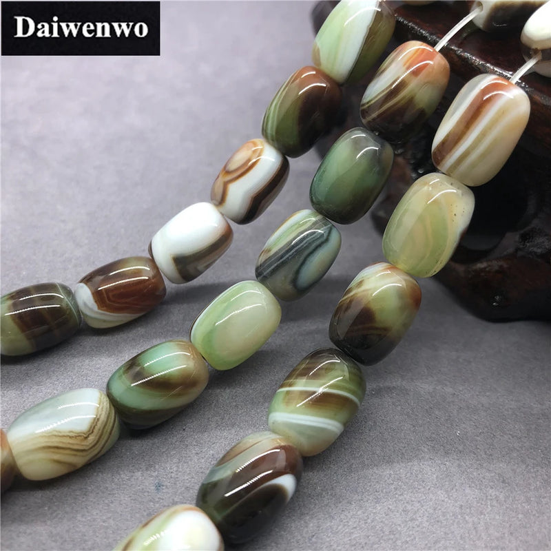 Stripe Malachite Bucket Beads Natural Loose Stone Diy for Jewelry