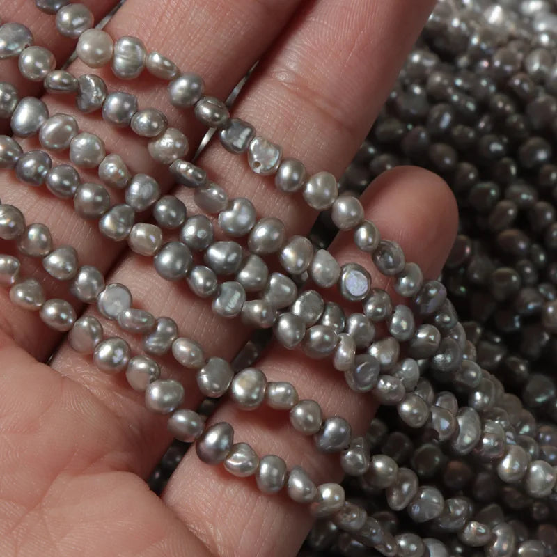 Natural Gray Freshwater Pearl Beads 3-4mm Semi-Finished DIY Jewelry Accessories
