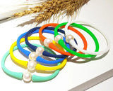 Stunning Turquoise Rubber Pearl Bead Silicone Bracelet for Mother's Gift