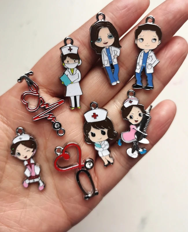 10 Pcs Doctor Nurse Charm Jewelry Making Kit