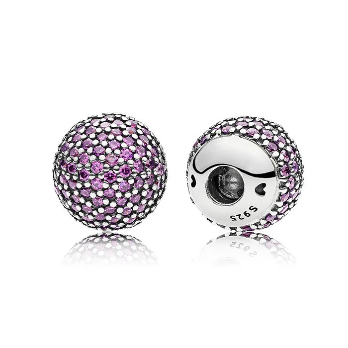925 Silver Bracelet with Crystal Ball Clip, DIY Accessory Gift