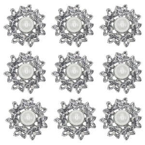 10PCS Antique Silver Rhinestone Pearl DIY Wedding Decor Sewing Clothing