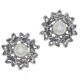 10PCS Antique Silver Rhinestone Pearl DIY Wedding Decor Sewing Clothing