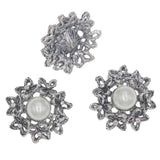 10PCS Antique Silver Rhinestone Pearl DIY Wedding Decor Sewing Clothing