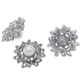 10PCS Antique Silver Rhinestone Pearl DIY Wedding Decor Sewing Clothing