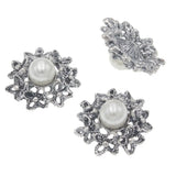 10PCS Antique Silver Rhinestone Pearl DIY Wedding Decor Sewing Clothing