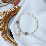 Baroque Pearl Moonstone Bracelet Wedding Jewelry for Women