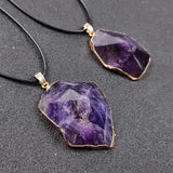 Natural Amethyst Stone Pyramid Pendant Necklace
