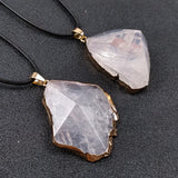 Natural Amethyst Stone Pyramid Pendant Necklace