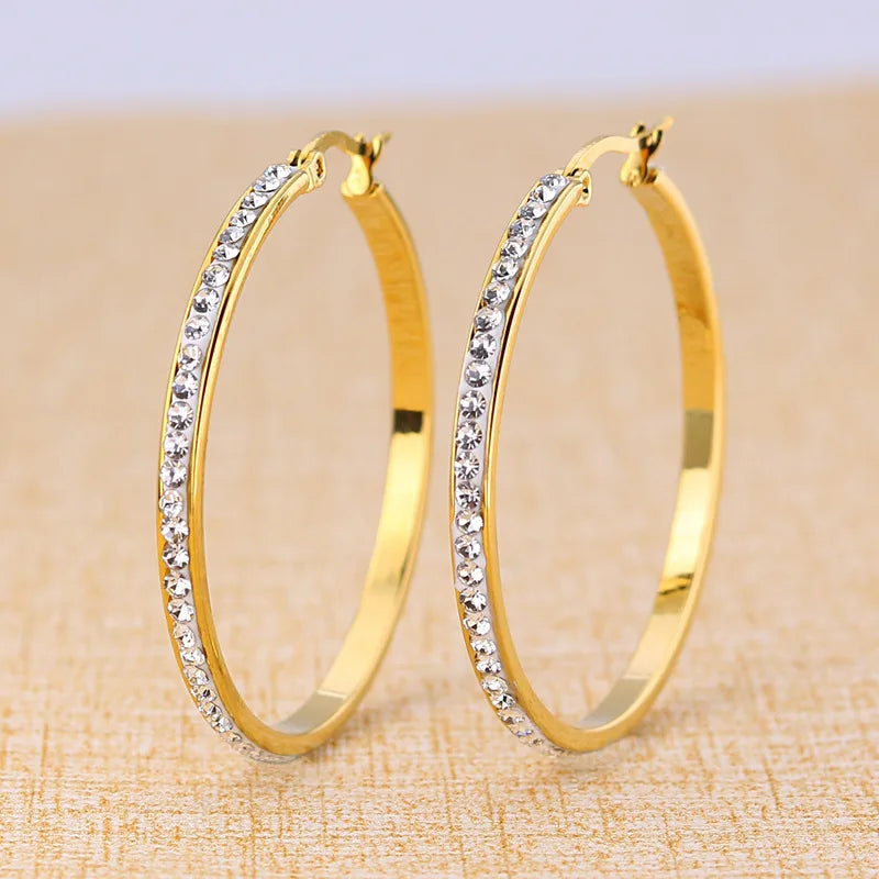Stainless Steel Smooth Circle Hoop Earrings for Women
