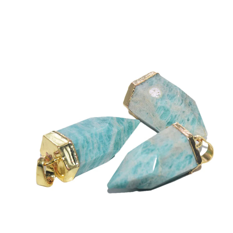 Natural Amazonite Bullet Stone Pendant for Diy Jewelry