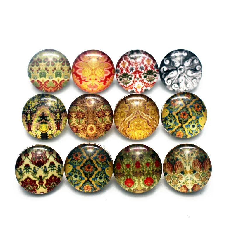 20pcs/lot Glass Flower Snap Button for 18mm DIY Snap Bracelet Jewelry