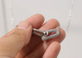 Micro CZ Stone Necklace with Slub Chain for Women