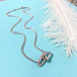 Micro CZ Stone Necklace with Slub Chain for Women