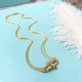 Micro CZ Stone Necklace with Slub Chain for Women