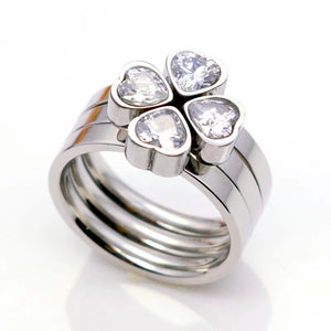 Round Heart Zirconia Engagement Ring Set Crystal Wedding Jewelry
