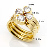 Round Heart Zirconia Engagement Ring Set Crystal Wedding Jewelry