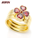 Round Heart Zirconia Engagement Ring Set Crystal Wedding Jewelry