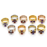 Round Heart Zirconia Engagement Ring Set Crystal Wedding Jewelry