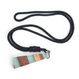 3Pcs Resin & Walnut Wood Patchwork Pendants Charms Necklace