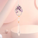 3Pcs Amethyst Macadam Crystal Tree of Life Pendant