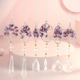 3Pcs Amethyst Macadam Crystal Tree of Life Pendant