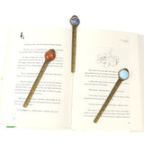 3Pcs/Lots Antique Bronze Retro Ruler Bookmark Tiger Eyes Sodalite Gemstone Gift
