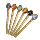 3Pcs/Lots Antique Bronze Retro Ruler Bookmark Tiger Eyes Sodalite Gemstone Gift