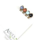 3Pcs/Lots Antique Bronze Retro Ruler Bookmark Tiger Eyes Sodalite Gemstone Gift