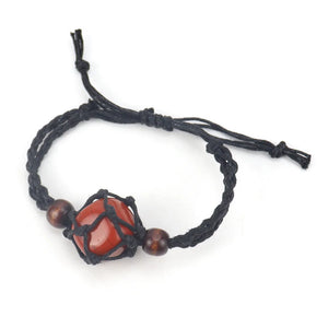 3Pcs Red Agates Stone Beads Healing Bracelet Set with Holder