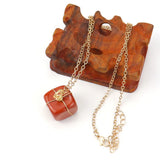 3Pcs/Lots Tiger Eye Cuboid Healing Reiki Pendant Necklace