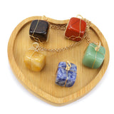 3Pcs/Lots Tiger Eye Cuboid Healing Reiki Pendant Necklace