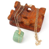 3Pcs/Lots Tiger Eye Cuboid Healing Reiki Pendant Necklace
