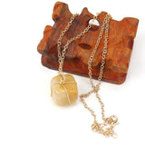 3Pcs/Lots Tiger Eye Cuboid Healing Reiki Pendant Necklace