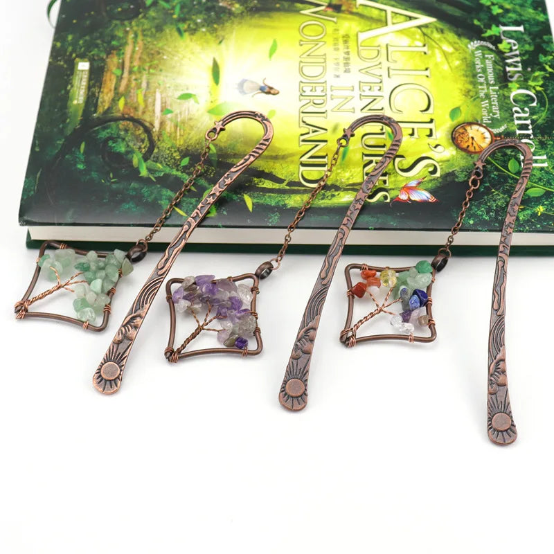 Natural Agates Gravel Crystal 7Chakra Tree of Life Bookmark