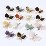 3Pcs Amethysts Sliver Butterfly Dragonfly Crafts Tiger Eye Love Stone