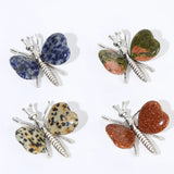 3Pcs Amethysts Sliver Butterfly Dragonfly Crafts Tiger Eye Love Stone