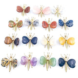 3Pcs Amethysts Sliver Butterfly Dragonfly Crafts Tiger Eye Love Stone