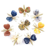 3Pcs Amethysts Sliver Butterfly Dragonfly Crafts Tiger Eye Love Stone