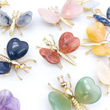 3Pcs Amethysts Sliver Butterfly Dragonfly Crafts Tiger Eye Love Stone