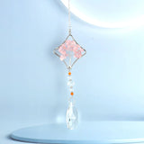 3Pcs Rose Quartz Gravel Crystal Pendant Tree of Life Interior Decor