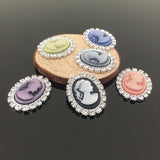50pcs Resin Girls Head Rhinestone Charms DIY Jewelry Garments/Hair Accessory