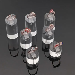 7pcs Round Clear Acrylic Ring Clip Jewelry Display Stand Rack