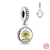 925 Silver Bee Pendant Sunflower Charm Bead for Bracelet DIY