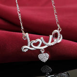 925 Silver Heart Love Necklace Wedding Jewelry Gift