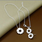 925 Sterling Silver Heart Chain Pendant Necklace Earring Set